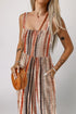 Stripe Square Neck Sleeveless Smocked Wide Leg Jumpsuit