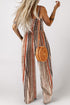 Stripe Square Neck Sleeveless Smocked Wide Leg Jumpsuit