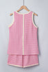 Stripe Textured Accent Trim Tank And Short Set