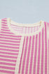 Stripe Textured Accent Trim Tank And Short Set