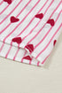 Stripe Textured Heart Print Long Flounce Sleeve Shirt