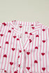 Stripe Textured Heart Print Long Flounce Sleeve Shirt