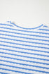 Stripe Textured Knit Short Sleeve Drawstring Short Set