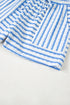 Stripe Textured Knit Short Sleeve Drawstring Short Set
