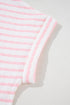 Stripe Textured Knit Short Sleeve Drawstring Short Set