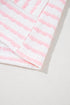 Stripe Textured Knit Short Sleeve Drawstring Short Set