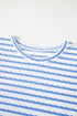 Stripe Textured Knit Short Sleeve Drawstring Short Set