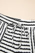 Stripe Textured Knit Short Sleeve Drawstring Short Set