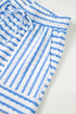 Stripe Textured Knit Short Sleeve Drawstring Short Set