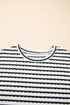 Stripe Textured Knit Short Sleeve Drawstring Short Set