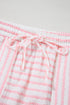 Stripe Textured Knit Short Sleeve Drawstring Short Set