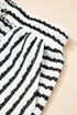 Stripe Textured Knit Short Sleeve Drawstring Short Set