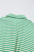 Stripe Textured Short Sleeve Collared Button Down Waist Tie Romper
