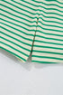 Stripe Textured Short Sleeve Collared Button Down Waist Tie Romper