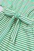 Stripe Textured Short Sleeve Collared Button Down Waist Tie Romper
