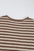 Stripe Textured Side Slits Crew Neck T Shirt