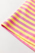 Stripe Trim Round Neck Long Sleeve Top Casual Shorts 2Pcs Short Set