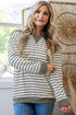 Stripe Twisted Ribbed Patchwork Textured Long Sleeve Top