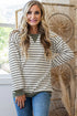 Stripe Twisted Ribbed Patchwork Textured Long Sleeve Top