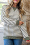 Stripe Twisted Ribbed Patchwork Textured Long Sleeve Top