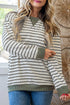 Stripe Twisted Ribbed Patchwork Textured Long Sleeve Top