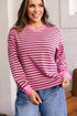 Stripe V Neck Drop Shoulder Long Sleeve Top