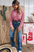 Stripe V Neck Drop Shoulder Long Sleeve Top
