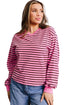 Stripe V Neck Drop Shoulder Long Sleeve Top