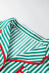 Stripe Velvet Trim Bow Knot Waist Pajama Set
