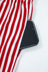 Stripe Velvet Trim Bow Knot Waist Pajama Set