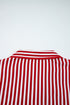 Stripe Velvet Trim Bow Knot Waist Pajama Set