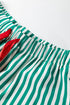 Stripe Velvet Trim Bow Knot Waist Pajama Set