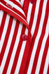 Stripe Velvet Trim Bow Knot Waist Pajama Set