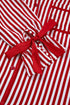 Stripe Velvet Trim Bow Knot Waist Pajama Set