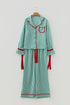 Stripe Velvet Trim Bow Knot Waist Pajama Set