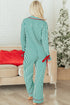 Stripe Velvet Trim Bow Knot Waist Pajama Set