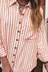 Stripe Western Button Down Long Sleeve Casual Blouse