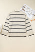 Stripe Wide Sleeve Drop Shoulder Crewneck Sweater