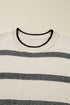 Stripe Wide Sleeve Drop Shoulder Crewneck Sweater