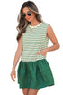 Stripe Woven Ruffled Sleeveless Mini Dress