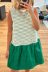 Stripe Woven Ruffled Sleeveless Mini Dress
