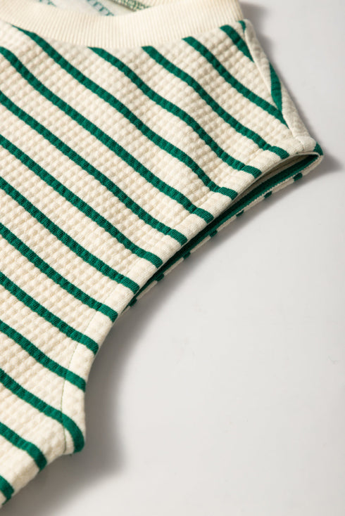 Stripe Woven Ruffled Sleeveless Mini Dress
