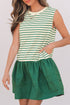 Stripe Woven Ruffled Sleeveless Mini Dress
