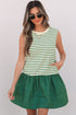 Stripe Woven Ruffled Sleeveless Mini Dress