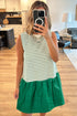 Stripe Woven Ruffled Sleeveless Mini Dress