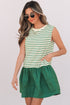 Stripe Woven Ruffled Sleeveless Mini Dress