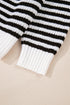 Stripe Zip Up Collar Drop Shoulder Sweater