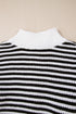Stripe Zip Up Collar Drop Shoulder Sweater