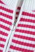 Stripe Zip Up Collar Drop Shoulder Sweater