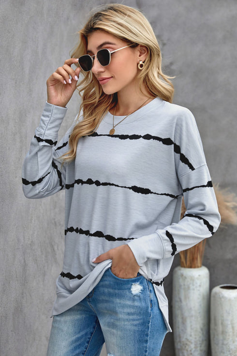 Striped Abstract Long Sleeve Casual Sweatshirt